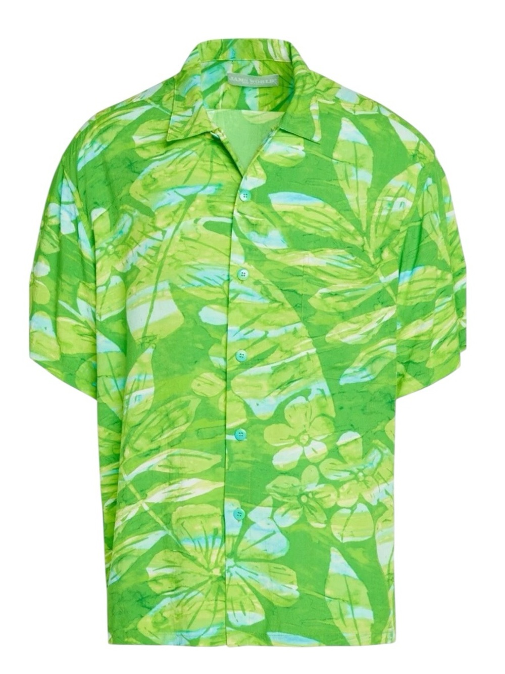 Jams World Men's Retro Aloha Shirt in Seagrass Green Blue Large - Picture 10 of 10